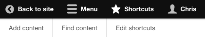 Drupal Navbar focus on Shortcuts menu